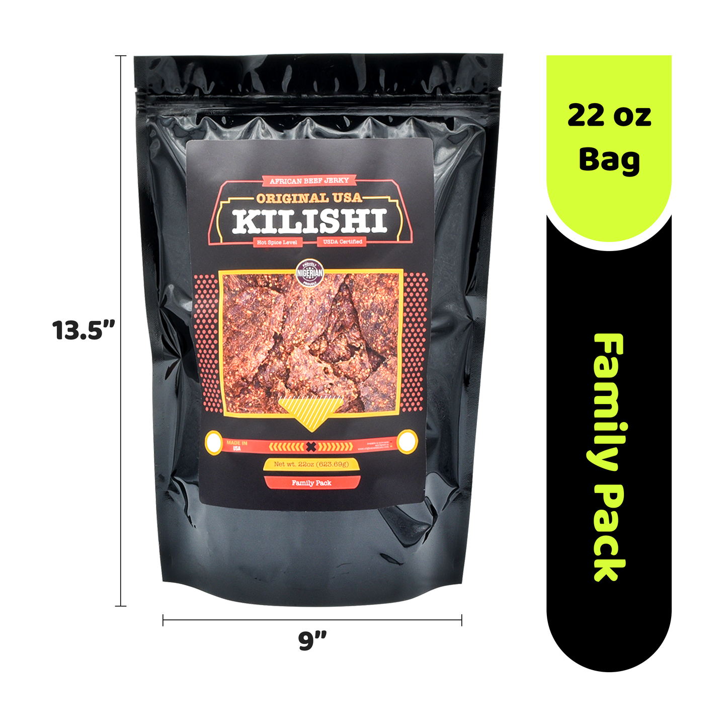 Original USA Kilishi – Hot (22 oz / Family Pack) – Nigerian Beef Jerky
