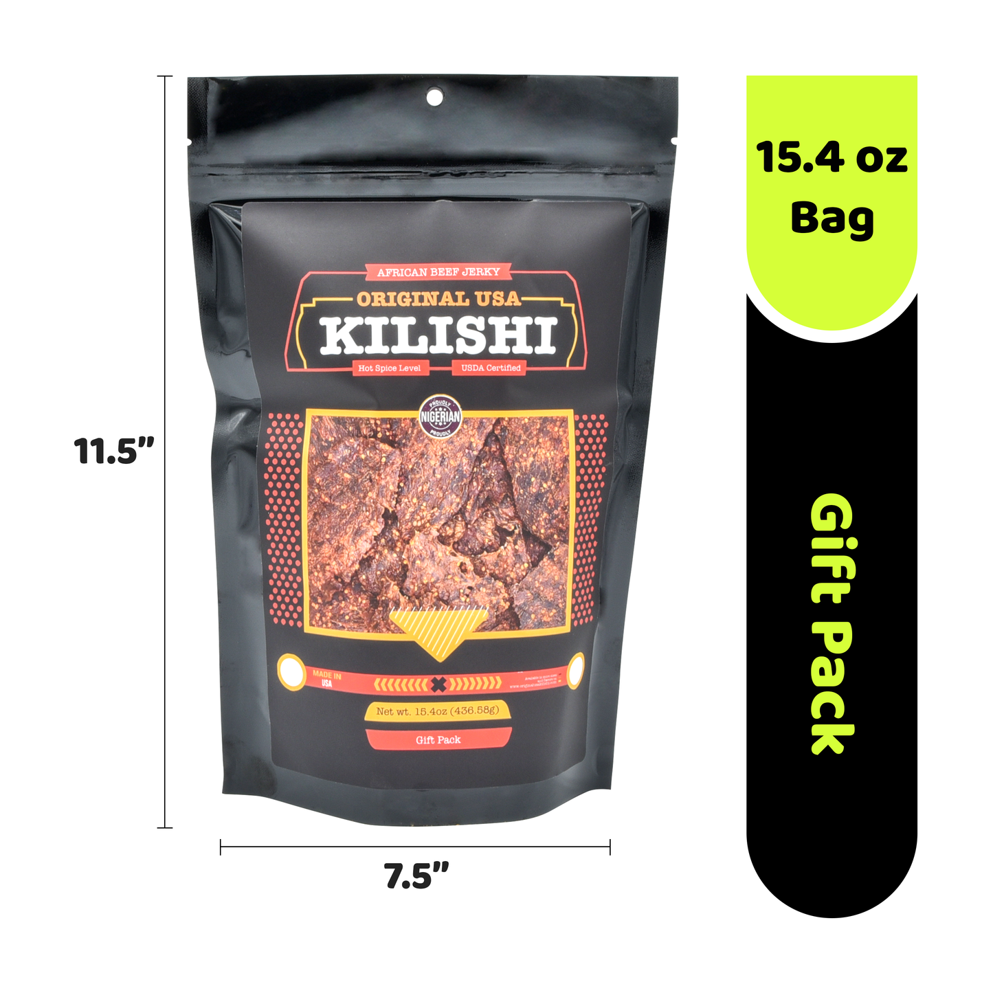 Original USA Kilishi – Hot (15.4 oz / Gift Pack) – Nigerian Beef Jerky
