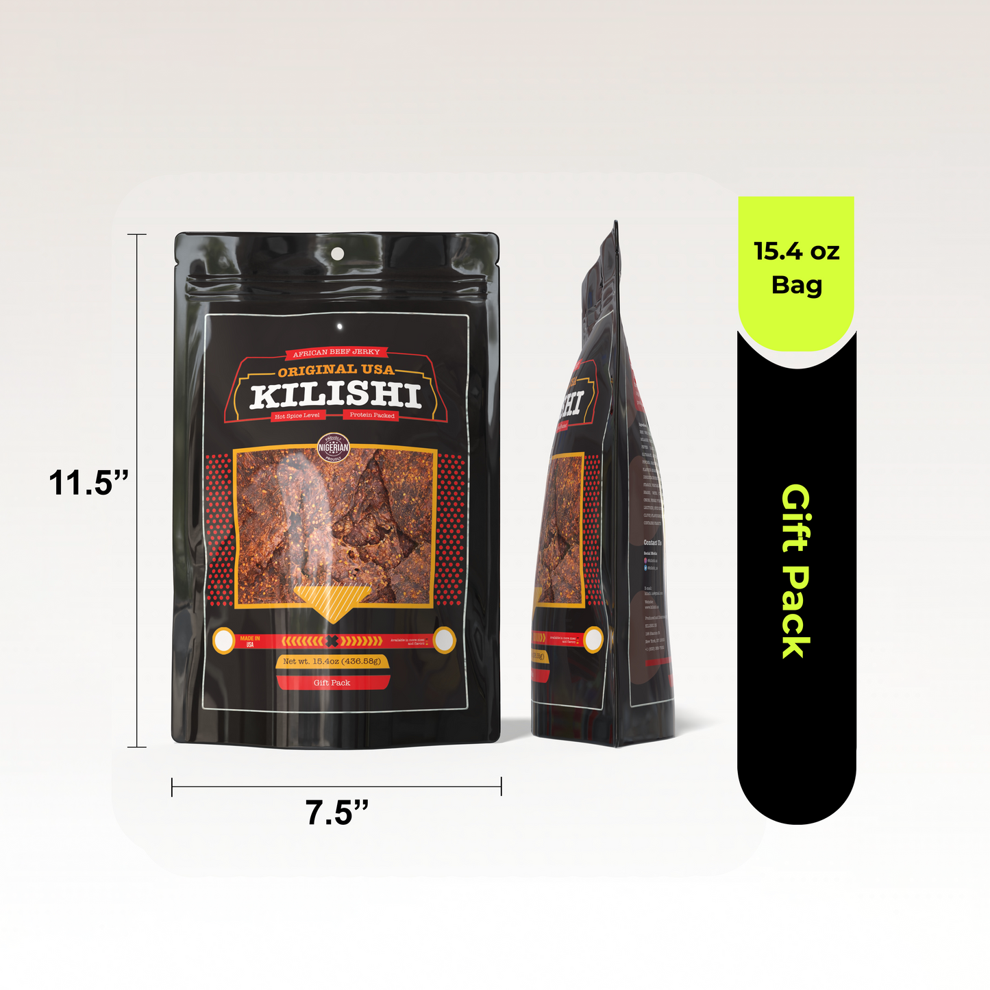 Original USA Kilishi – Hot (15.4 oz / Gift Pack) – African Beef Jerky