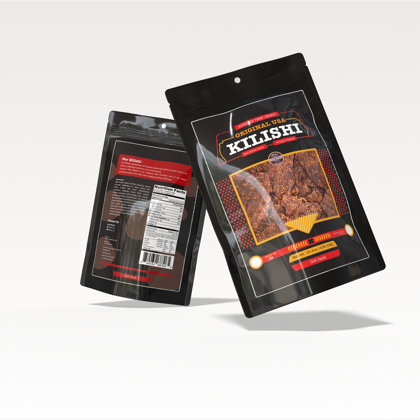 Original USA Kilishi – Hot (15.4 oz / Gift Pack) – African Beef Jerky