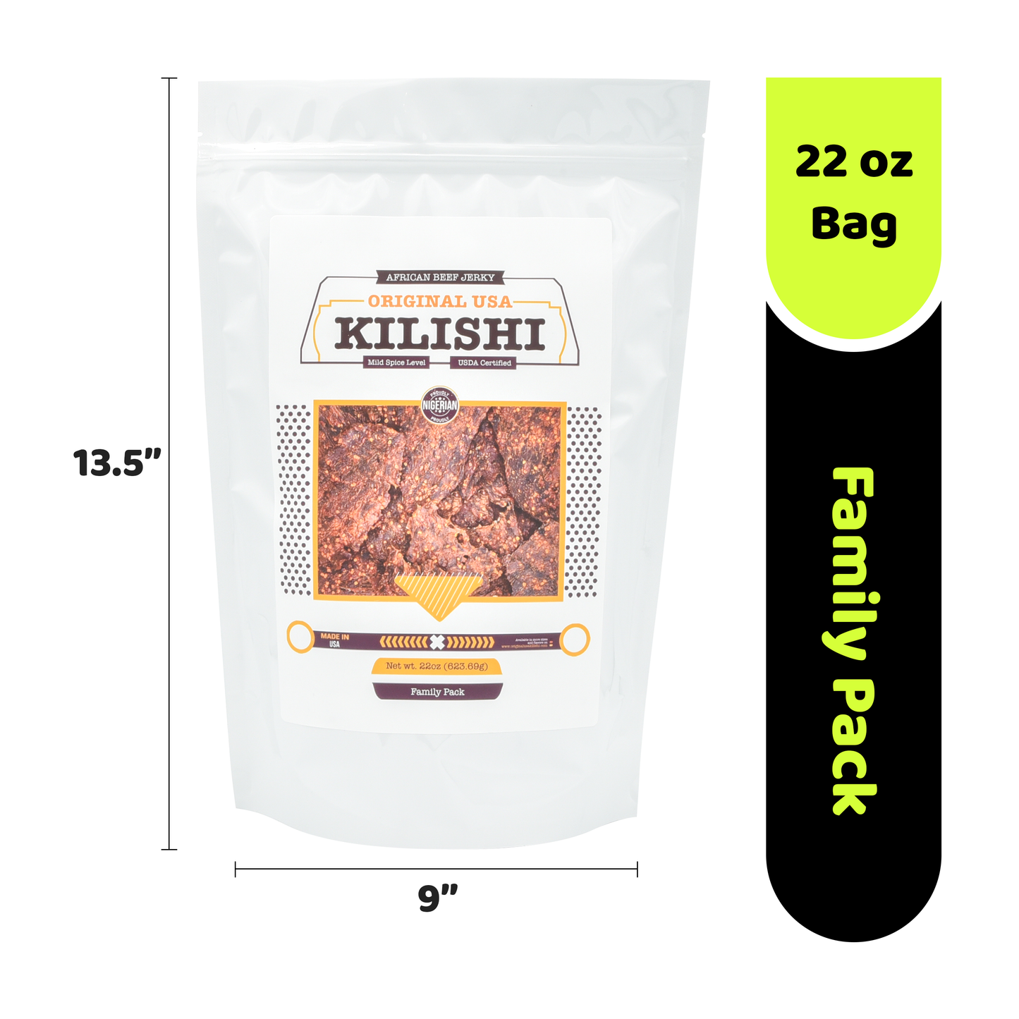 Original USA Kilishi – Mild (22 oz / Family Pack) – Nigerian Beef Jerky