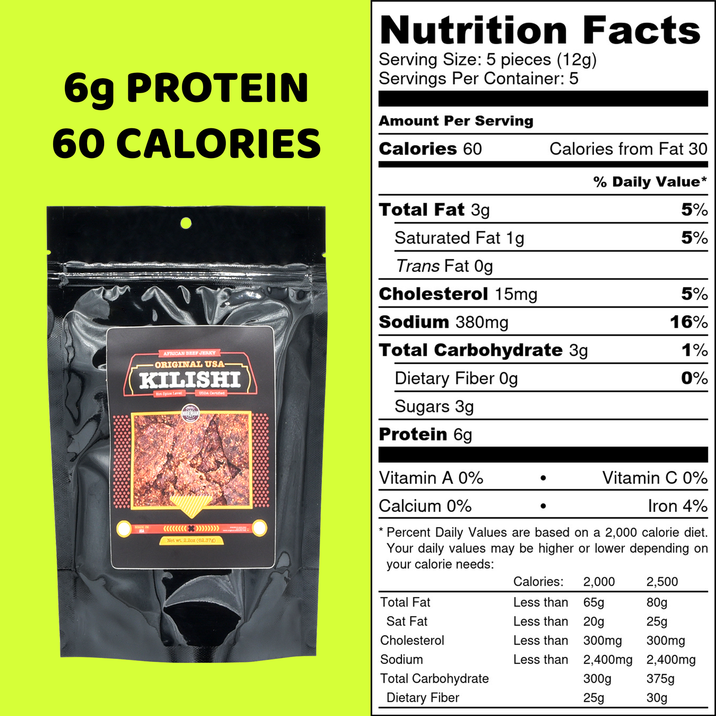 Original USA Kilishi – Hot (2.2 oz / Large) – Nigerian Beef Jerky