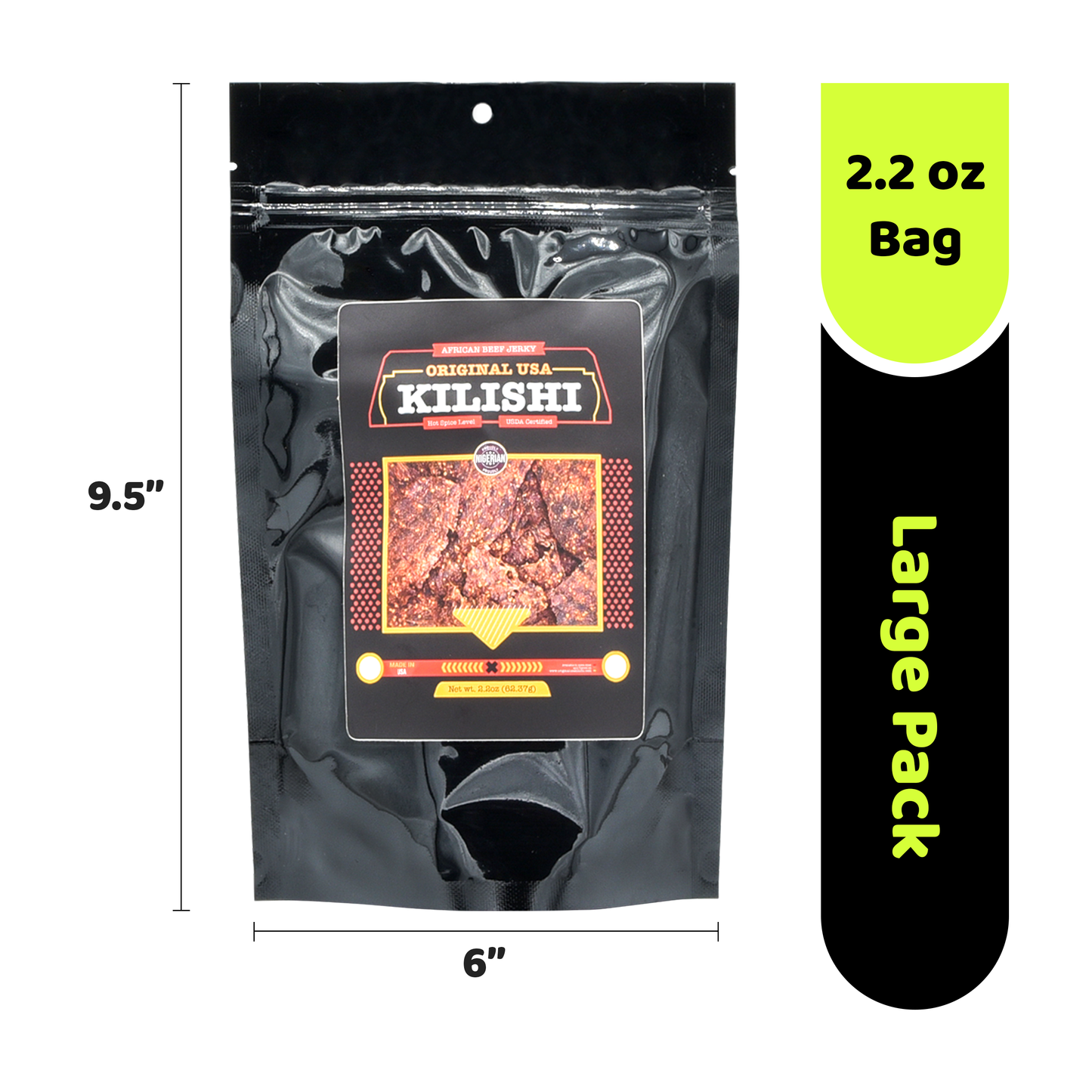 Original USA Kilishi – Hot (2.2 oz / Large) – Nigerian Beef Jerky