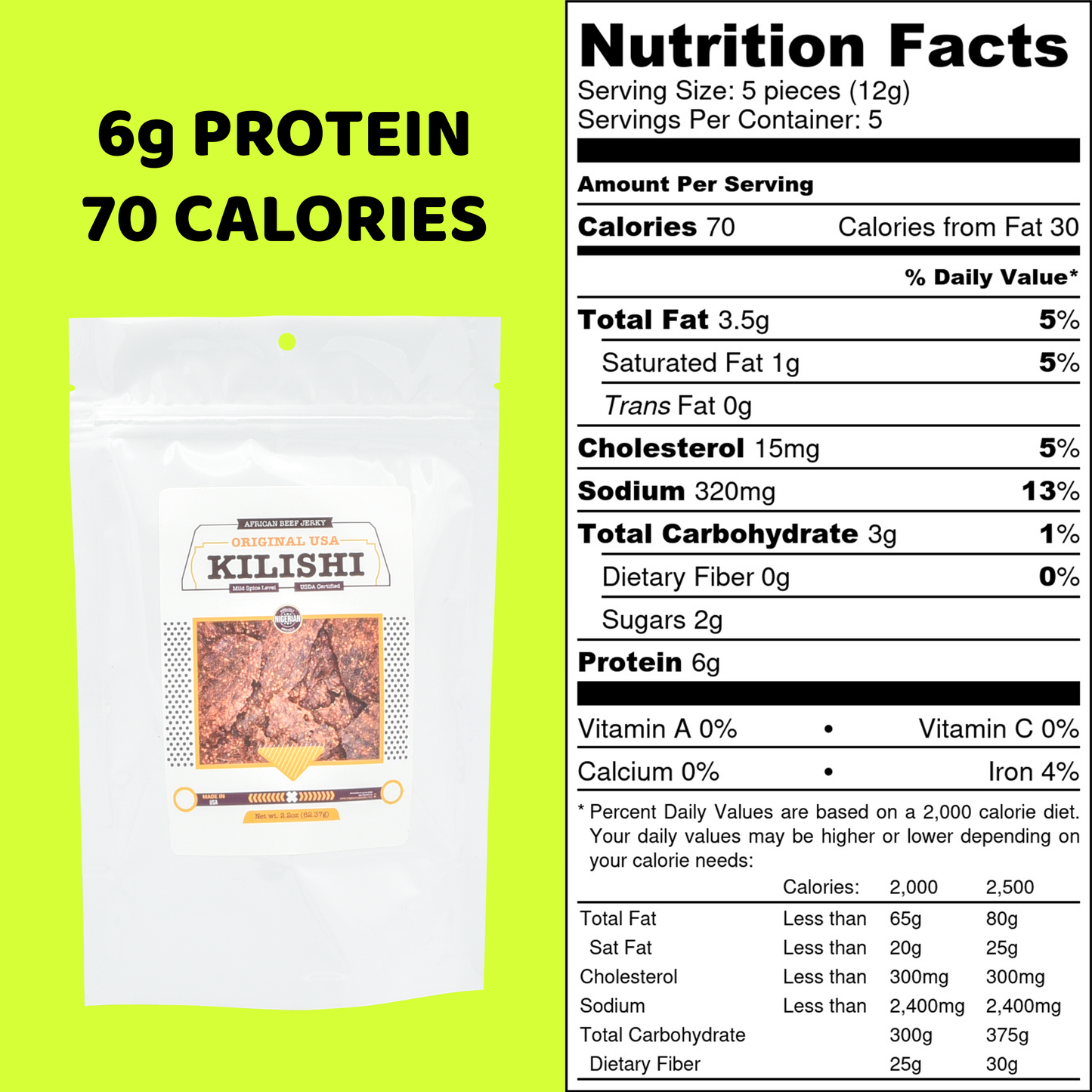 Original USA Kilishi – Mild (2.2 oz / Large) – Nigerian Beef Jerky