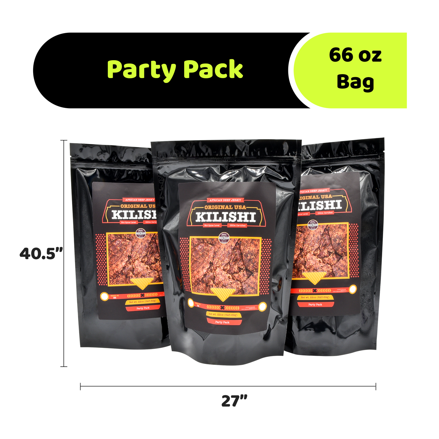 Original USA Kilishi – Hot (66 oz / Party Pack) – Nigerian Beef Jerky
